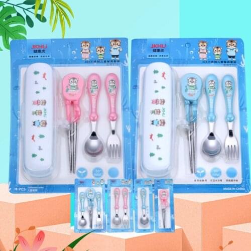 304 cartoon stainless steel children tableware creative baby spoon fork baby training chopsticks