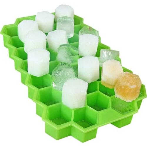 37 Cells Cocktail Shaker Ice Cube Tray Ice Cream Tools Silicone Honeycomb Shape Ice Cube Maker Mold With Lids