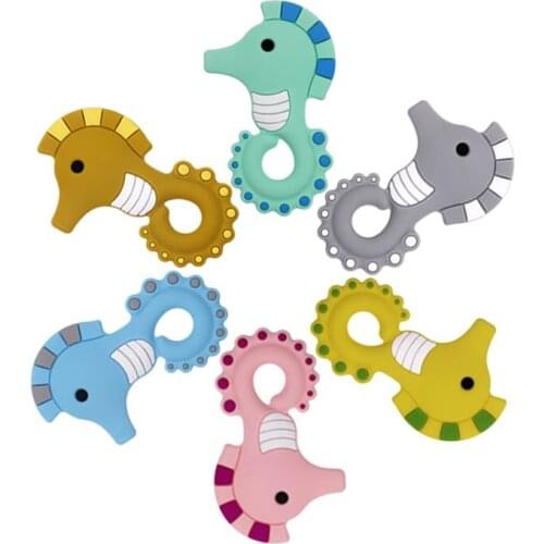 Kovict 5/10pcs Hippocampus Baby Teether Rodent BPA Food Free Silicone Teething Nursing Pacifier Silicone Teether
