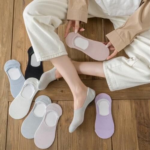 5 Pairs Of Ladies Silicone Non-slip Breathable Invisible Mesh Cotton Casual Ankle Boots Funny Socks Women Slippers Socks