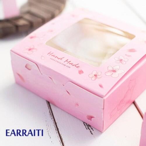 50PCS Wedding Gift Boxes For Guests Candies Packaging Pink Sakura Box With Window Cookies Cupcake Candy Birthday Party Favors