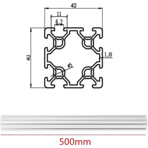 500mm Length 4040 Double T-Slot Aluminum Profiles Extrusion Frame Based on 2020 For CNC 3D Printers Plasma Lasers