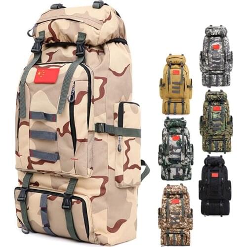 80L Large Capacity Mens Military Backpack Multifunction Waterproof Oxford Hike Camp Backpacks Wear-resisting Travel Duffle