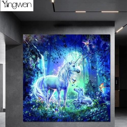 New Full Diamond Mosaic Diy 5D Diamond Painting Unicorns In Forest Needlework Cross Stitch 3D Diamond Embroidery Art Home Decor