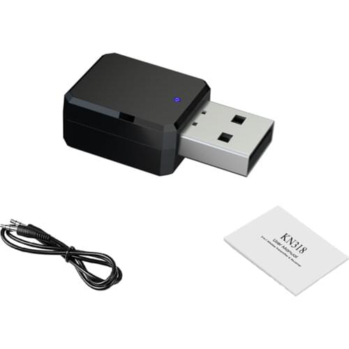 Bluetooth-compatible 5.1 Audio Receiver Dual Output AUX USB Stereo Car Hands-free Call Built-in Microphone Mic Wireless Adapter