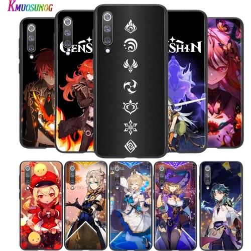 Anime Genshin darbe For Xiaomi Mi 8 9 10 11 10i 11i 10 10 11Pro A3 9T 10T Lite Pro Se Ultra 5G Black Silicone Phone Case