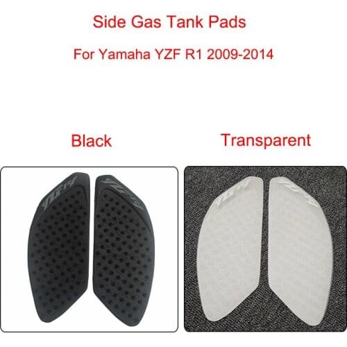 MTCLUB YZF R1 Black Transparent Anti slip Fuel Tank Pad Side Gas Knee Grip Traction Pad for Yamaha R1 2009 2010 2011 2012 13 14