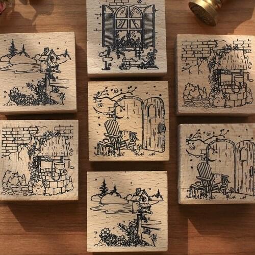 Vintage Post office Series Digital mini Wooden Stamp Handmade Seal Stamps For Scrapbooking Card Diy Stamp Photo Album Craft Gift