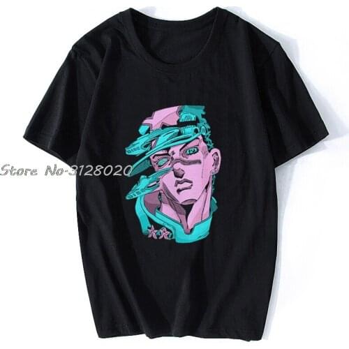 Vaporwave Japan Anime Shirt Jojos Bizarre Adventure Vintage Men Manga T-shirt Men Cotton TShirt Cool Tees Tops Streetwear