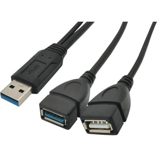 0.3m USB 3.0 Type A to Double USB 3.0+USB 2.0 1 to 2 Cable