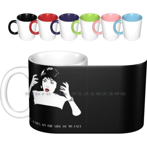 Flames Ceramic Mugs Coffee Cups Milk Tea Mug Clue Flames On Side My Face Madeline Kahn Movie Quote Funny Comedy Tim Curry Mrs