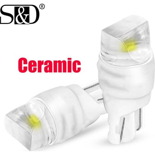 2Pcs Ceramic T10 LED W5W 6000K White Driving Lights WY5W 501 168 192 Car Turn Signal Side Marker Wedge Light License Plate Lamp