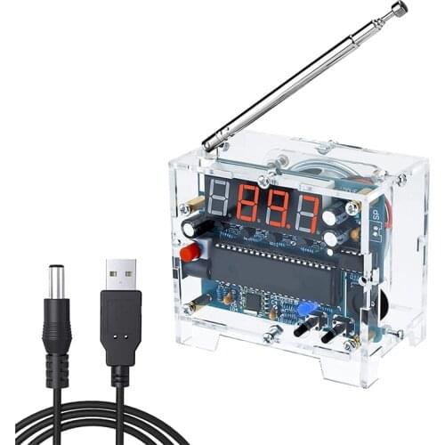 DIY Radio FM Receiver Kit Digital Radio 76MHz-108MHz Adjustable Wireless Receiver with Power Cable Easy to Assemble