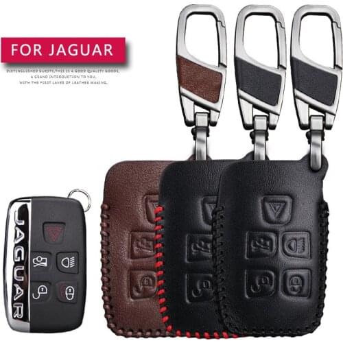 Leather Car Key Case Cover For Jaguar XF XK XKR X-type XE V12 Guitar Scissors Protection Key Shell Skin Bag Only case