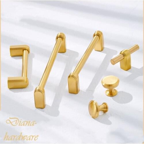 Brass Furniture Handle Modern Luxury Wardrobe Dresser Cupboard Cabinet Door Drawer Pulls Shoe Box Wine Bar Knobs and Handles