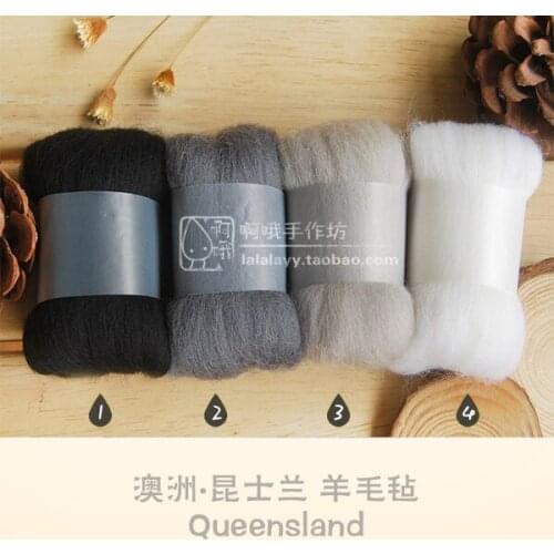 Handmade diy material wool roving fiber textile sample material filler for toys poking fun kit black 20g/piece ,4piece/lot