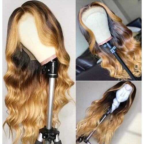 Blonde Lace Front Wig Ombre Human Hair Wigs Body Wave Lace Front Wig BodyWave 1x4 Lace Frontal Wig Remy Ombre Brazilian Hair Wig