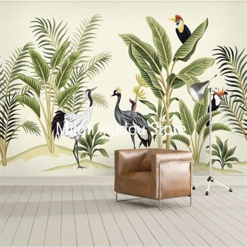 Milofi custom 3D wallpaper mural medieval hand-painted tropical rainforest plant landscape living room background wall decorativ