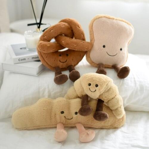 Cute Plush Toast Bread Pretzel Croissant Baguette Toy Stuffed Food Bread Soft Doll Kids Toys Birthday Gift