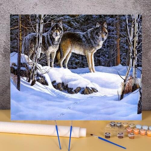 Wolf Animal Paint By Numbers Kit Acrylic Paints 40*50 Picture By Numbers Photo New Design For Adults Handicraft Wholesale