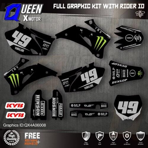 QUEEN X MOTOR Custom Team Graphics Backgrounds Decals 3M Stickers Kit For YAMAHA 2006-09 YZF250 450 008