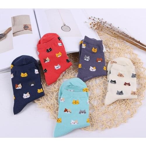 2019 autumn and winter womens socks cartoon animal cute cat socks girls winter thick warm cotton socks ladies Christmas gifts