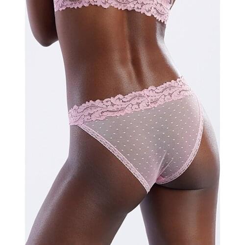 2020 New Panties for Women Sexy Lace Lingerie Dot Mesh Low-waist Panties Females Soft Underwear Sexy Thong Transparent Underpan