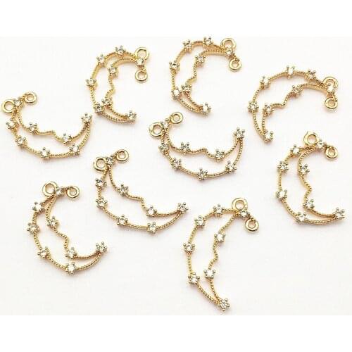 New arrival! 21x14mm 50pcs Cubic Zirconia Moon Shape Charm for Handmade Necklace Earring DIY Parts Jewelry Findings & Components