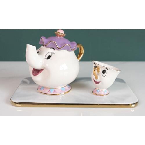 New Cartoon Beauty And The Beast Teapot Mug Mrs Potts Chip Tea Pot Cup One Set Lovely Nice Gift Fast Post Free Shipping