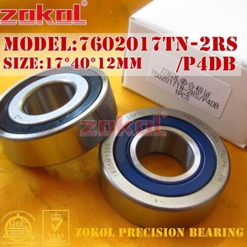 ZOKOL bearing 7602017 TN 2RS P4 DB C 760203 2RSDB Axial Angular Contact Ball Bearing 17*40*12mm
