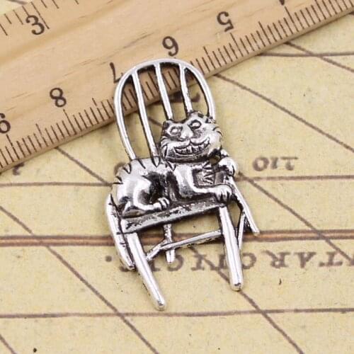 10pcs Charms Lazy Cat Lying In Chair 40x23mm Antique Silver Pendants Making DIY Handmade Tibetan Silver Finding Jewelry