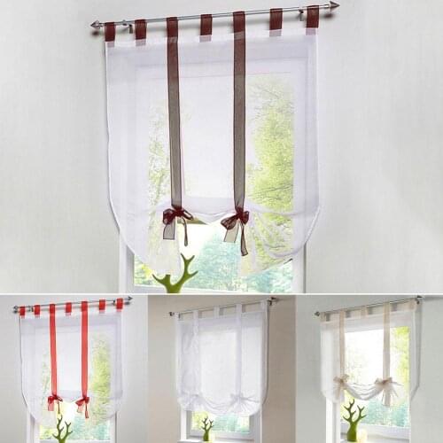 Fresh Ribbon Gauze Window Roman Curtain Sheer Drape Tulle Living Room Balcony Decor