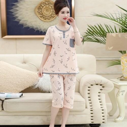 Plus Size M-4XL Summer Style Pyjamas Women Short Sleeve Female Animal Print Casual Pajamas Set High Quality Pijama Feminino