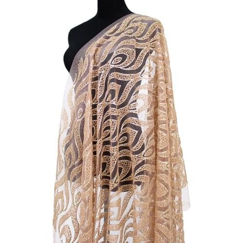 Rose Gold African Mesh Sequence Swiss Voile Lace Dress Materical 2021 High Quality Indian George Fabric with Beads Glitter Tulle