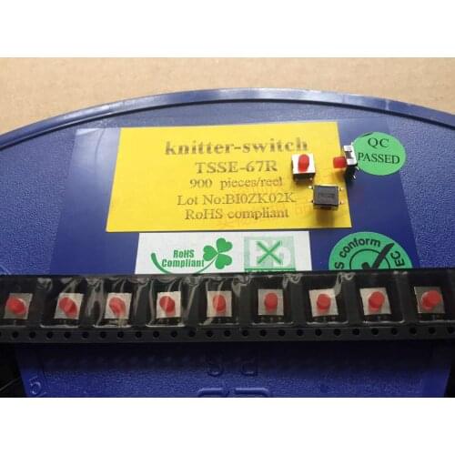 Taiwan Yuanda DIP Tact Switch 6*6*5 Waterproof and Dustproof Soft Silicone Head Outside Pin 4 Red