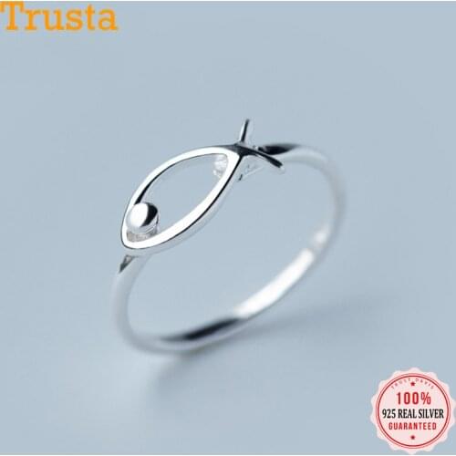 Trusta 2019 100% 925 Sterling Silver Fashion Jewelry Fish Cocktail Ring Sizable 6 7 Girls Kids Xmas Gift DS262 Drop Shipping