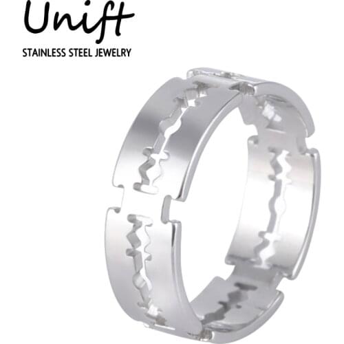Unift Stainless Steel Blade Ring for Men Women Exaggerated Charm Punk Razor Finger Ring Fashion Party Jewelry Gifts Silver Color