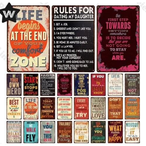 Vintage Man Cave Rules Metal Plate Classic Family Rules Tin Sign Metal Poster Bar Pub Wall Decor Plaques Room Kitchen Wall Signs