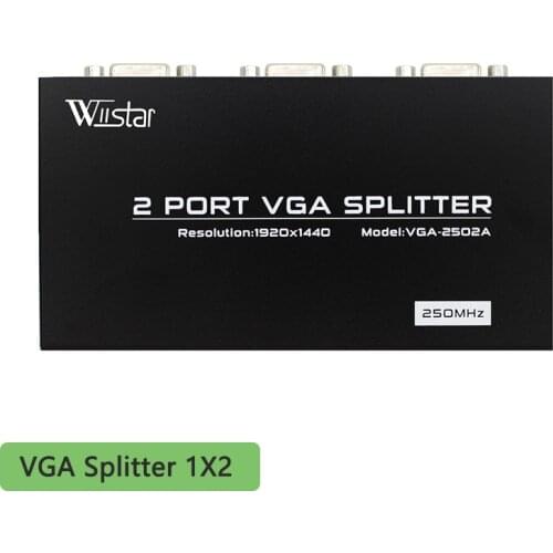 Wiistar VGA Splitter 2 Port 1 In 2 Out VGA Video Splitter Switch 1x2 for PS4 TV Projector Splitter VGA Adapter