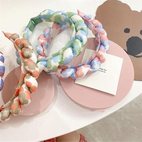 Origin Summer Sweet Flower Geometrical Contrast Color Hair Band for Women Korean Ins Style Multicolor Party Hair Accessories