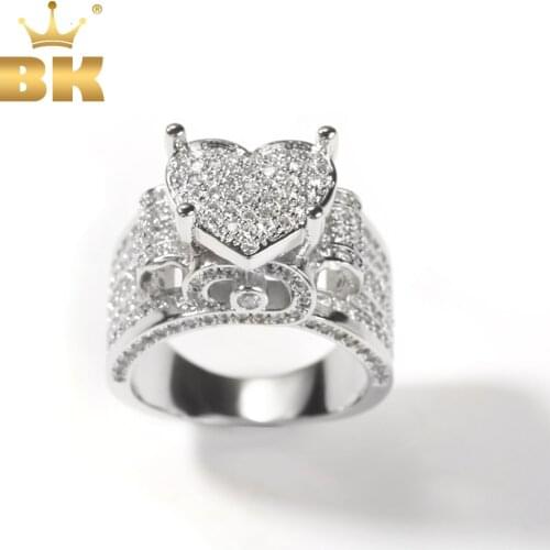 THE BLING KING Sparkling Heart Shape Ring Full Paved Bling Cubic Zirconia Eternity Party Women ring Luxury Jewelry For Gift