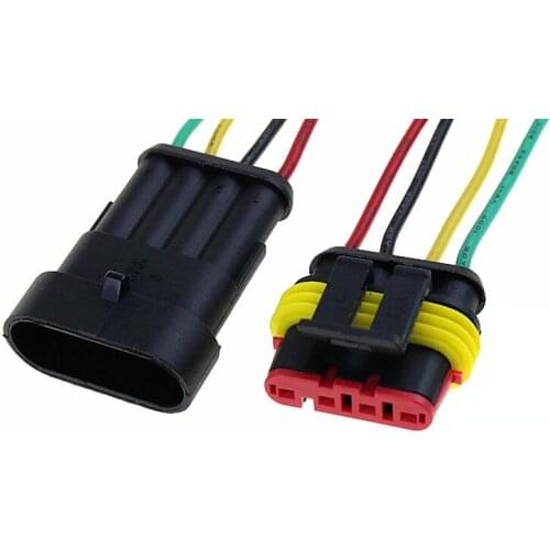 1 Kit 4 Pin 4 Way Automobile waterproof connector, AMP plug, socket, male and female waterproof connector, wire connector
