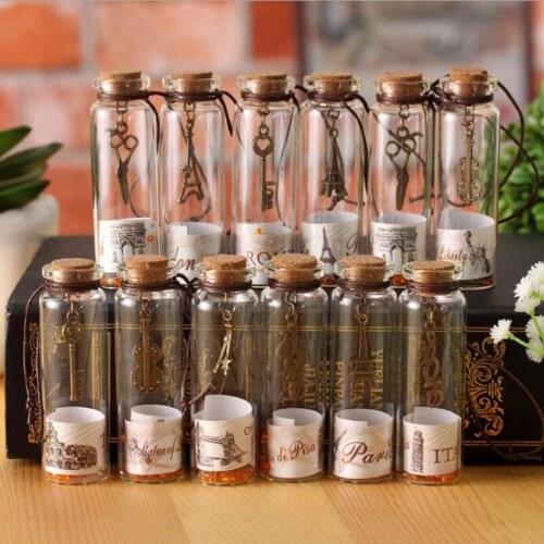 12pcs/pack 22*70mm Creative Vintage Glass Bottles with Cork Wishing Bottle Pendant Bottles Festive Hanging Decoration Bottle M17