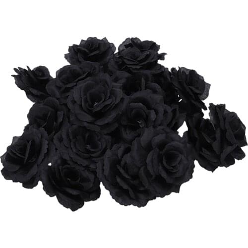 20 Pcs Black Rose Artificial Silk Flower Party Wedding House Office Garden Decor DIY