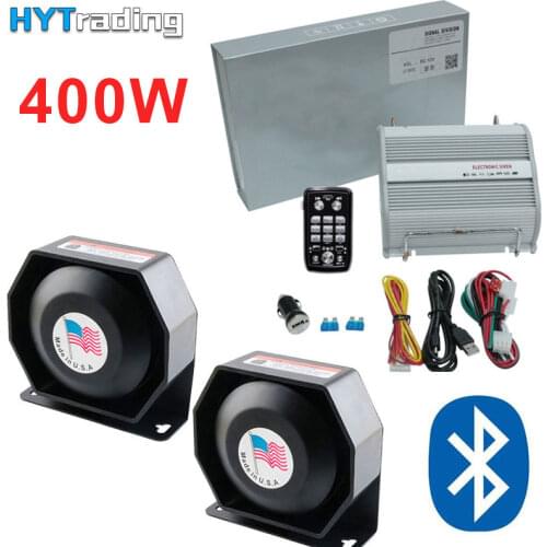 200W/400W Car Loud Sound Speaker,12V Megaphone Electronic Speaker PA Siren Horn Alarm Bluetooth System Police Fire Kit