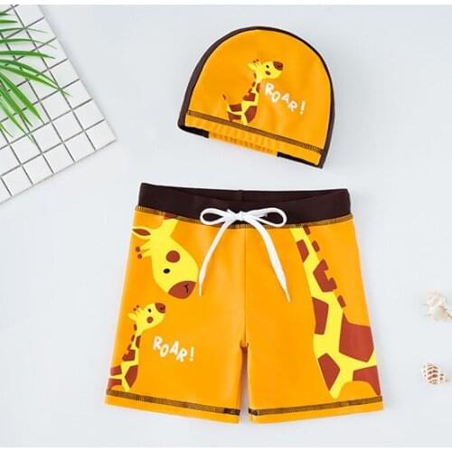 2021 New Childrens Swimwear Baby New Professional Swim Trunks Quick-drying Hot Spring Swimming Giraffe With Hat For3-10years