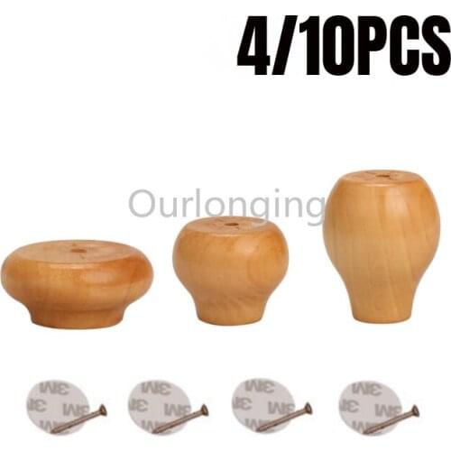4/10pcsFurniture Legs Feet Solid Wood Table Carbinet Coach Sofa Round Shape Leg Foot 2/4/6cm Height