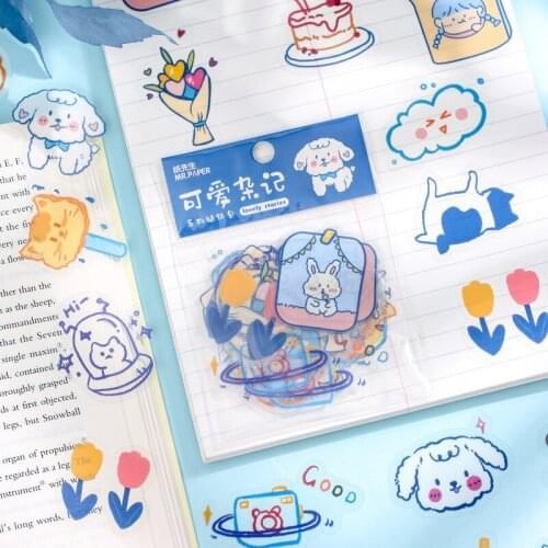 40 Pcs/lot Kawaii Scrapbooking Diy Stickers Pack Decorative Cute animal Cat dog bear Diary Journal PVC Sticker for Art