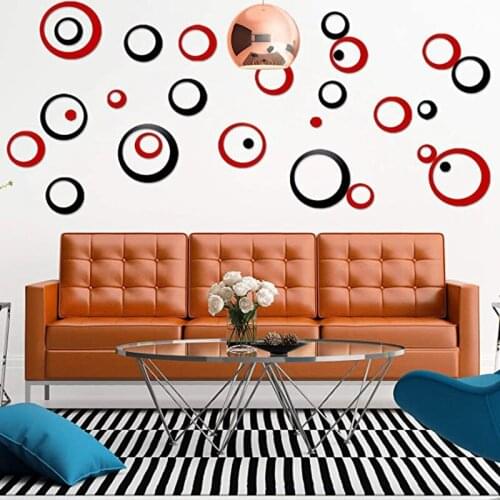 48 Pieces Acrylic Circle Mirror Wall Stickers Round Dots Mirror Surface Wall Decor Modern Art Mural Home Decals Room Decoration