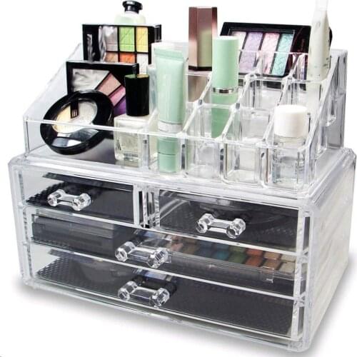 Acrylic Multifunction Makeup Organizer Clear Jewelry Storage Box Lipstick Collection Case Cosmetic Dust-proof Storage Box